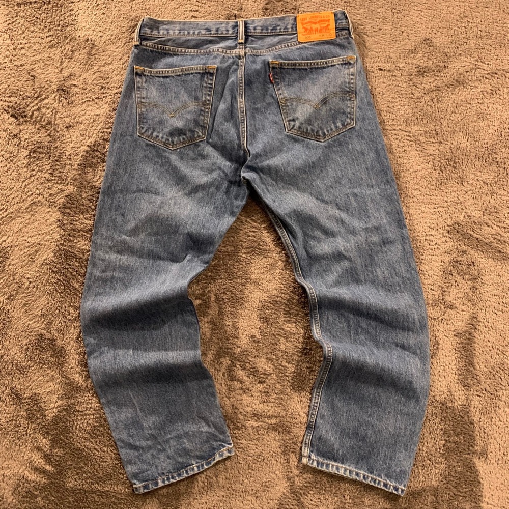 Levis 505 Regular Fit Straight Leg Mens Blue Denim Jeans 36x30 Medium Wash